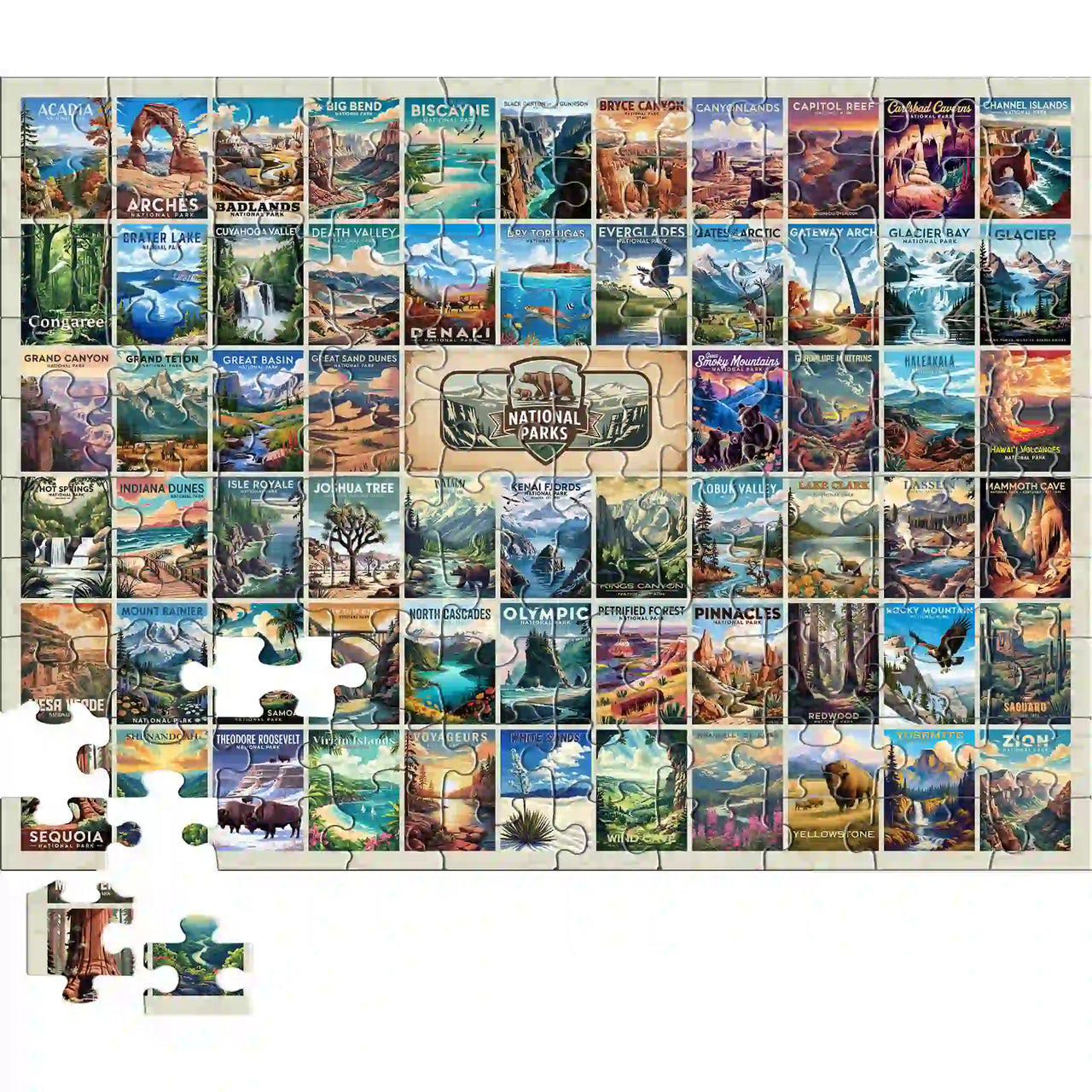 National Parks Puzzle Collage 100 pieces | all 63 National Parks Puzzle by MakeYourPuzzles
