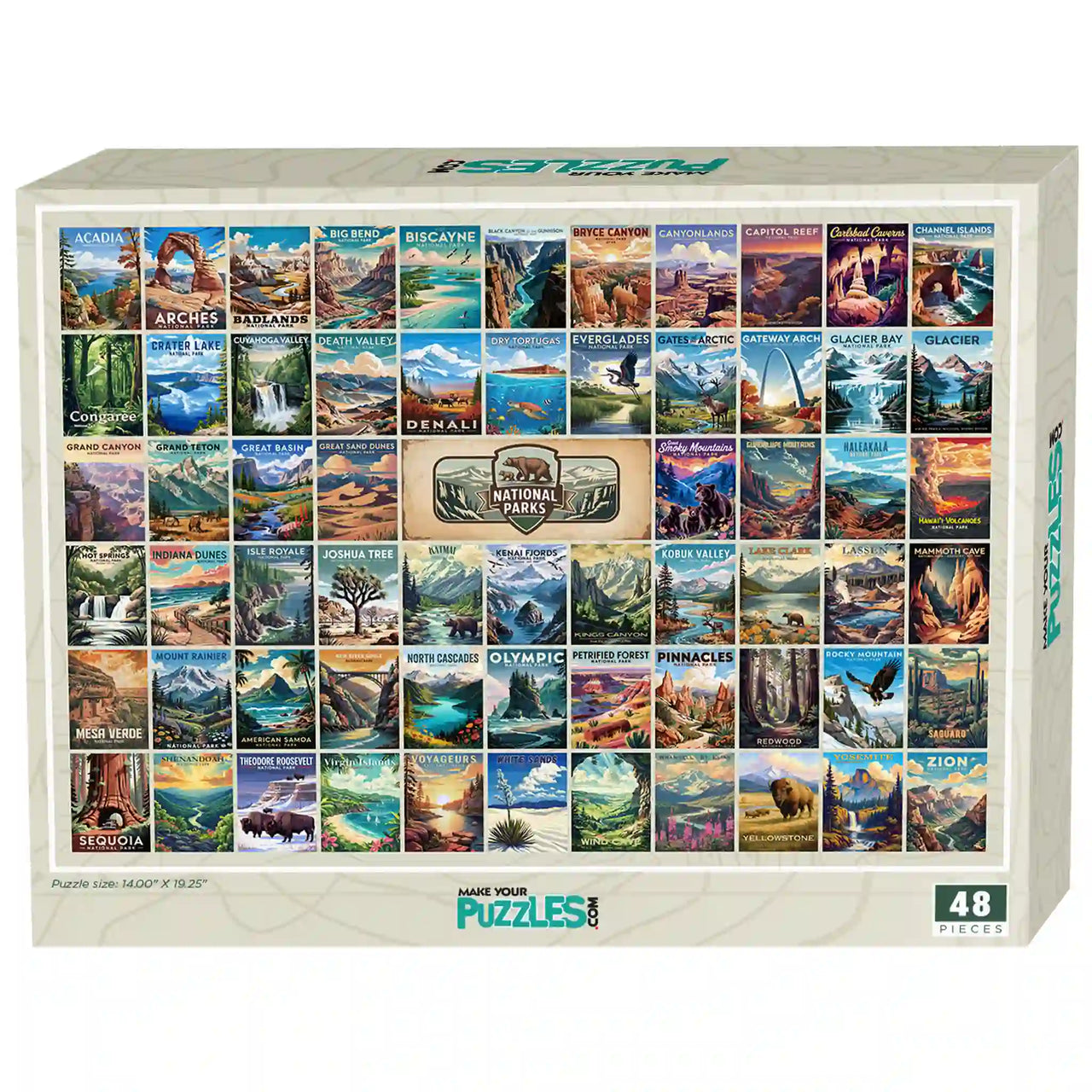 National Parks Puzzle Collage 48 piece puzzle box by MakeYourPuzzles