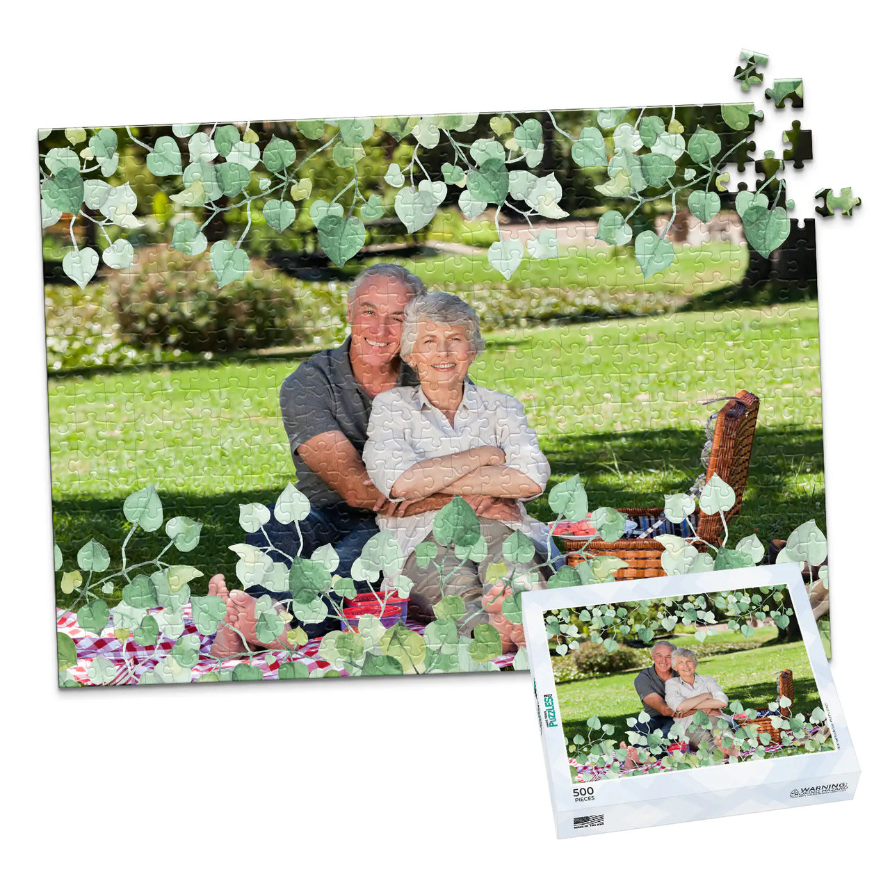 Nature Leaf Overlay Photo Puzzle - 500 piece and box