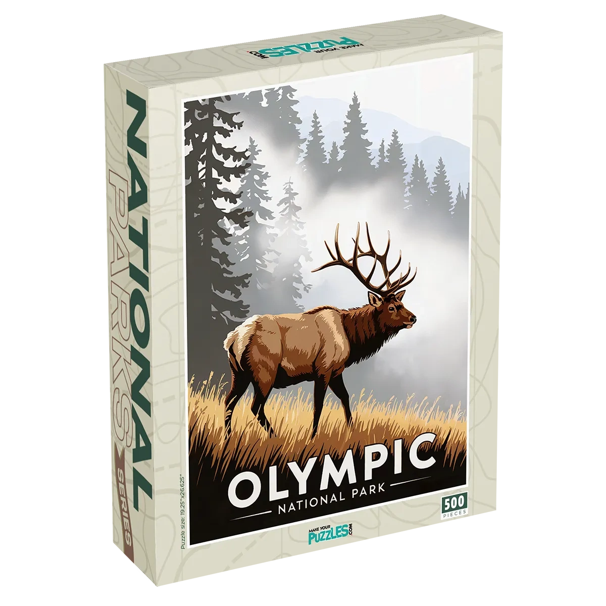 Olympic National Park Roosevelt Elk 500 piece puzzle box by MakeYourPuzzles