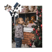 48 piece personalized Christmas puzzle featuring a young boy decorating a Christmas tree