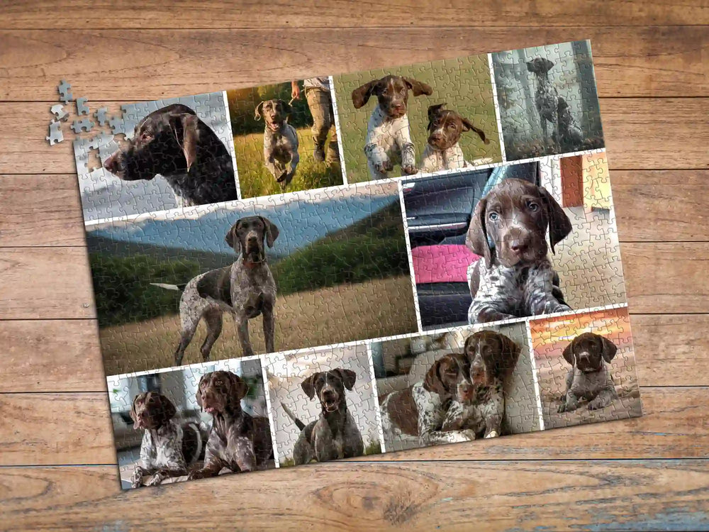 Collage custom pet photo puzzle featuring multiple memories