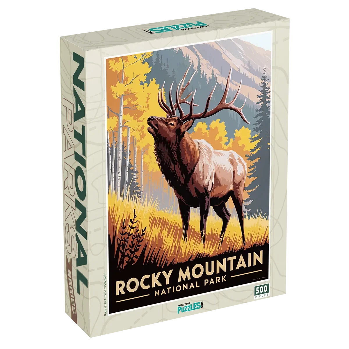 Rocky Mountain National Park Elk 500 piece puzzle box by MakeYourPuzzles