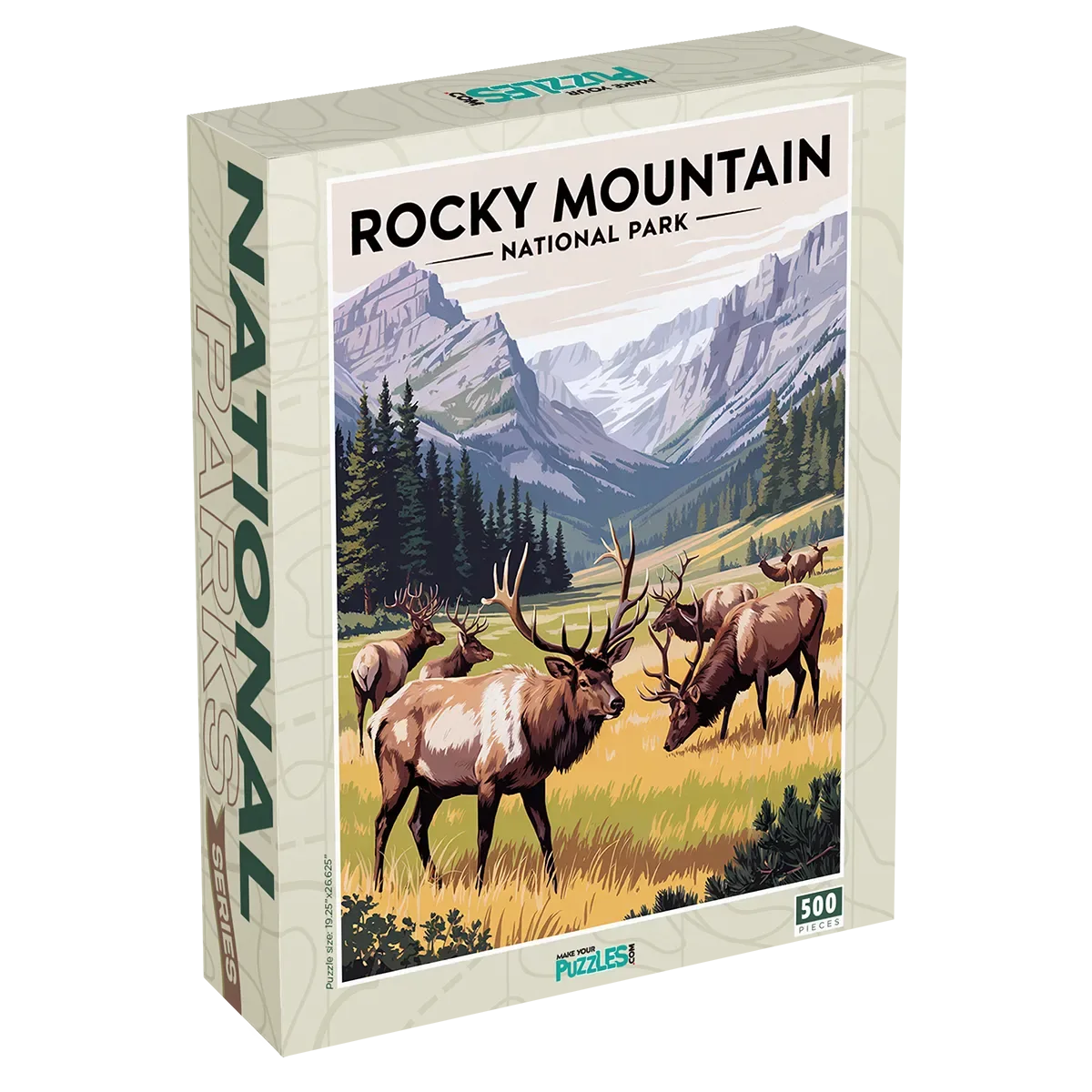 Rocky Mountain National Park Elk Herd 500 piece puzzle box by MakeYourPuzzles