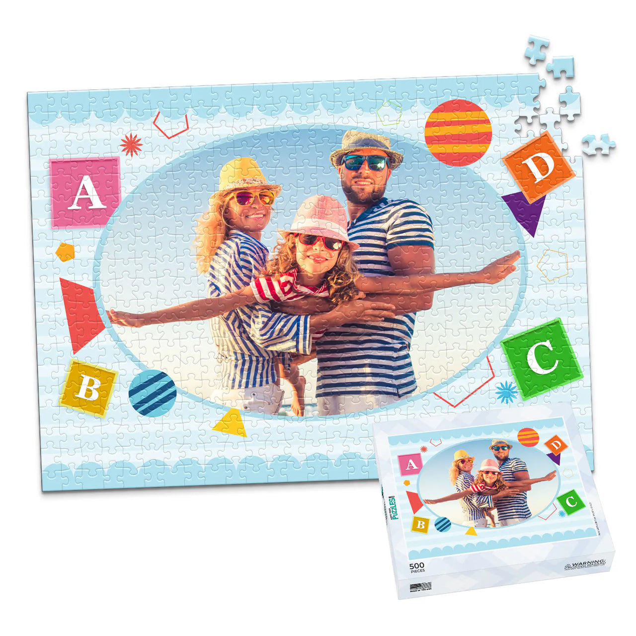Summer Beach Blocks Photo Puzzle - 500 piece and box