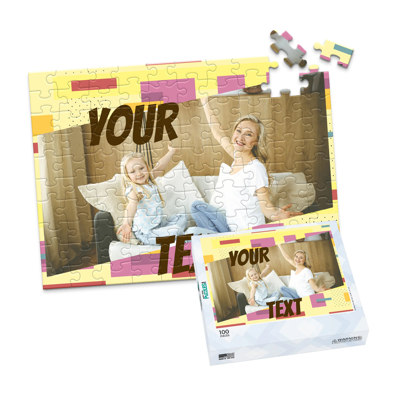 Text Retro Photo Puzzle - 100 piece and box