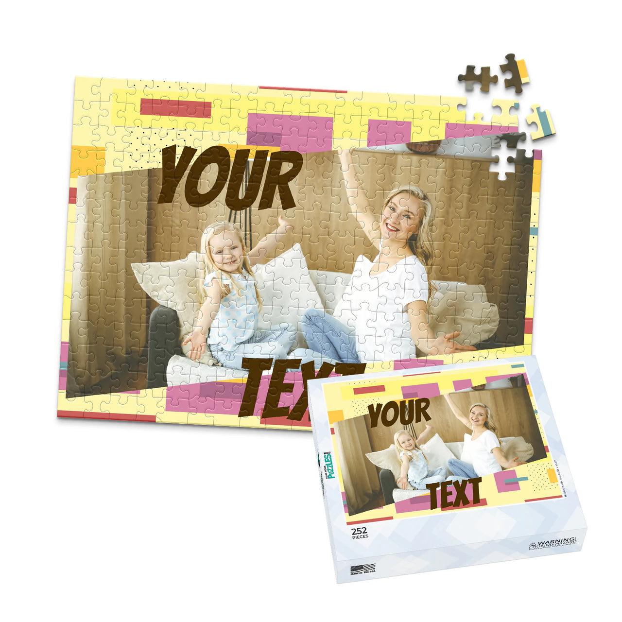 Text Retro Photo Puzzle - 252 piece and box