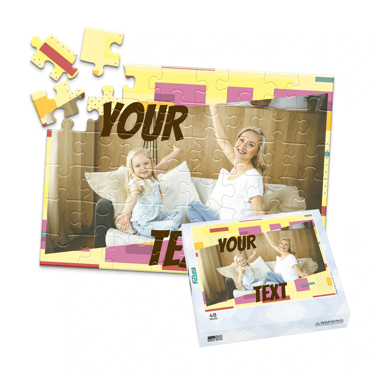 Text Retro Photo Puzzle - 48 piece and box