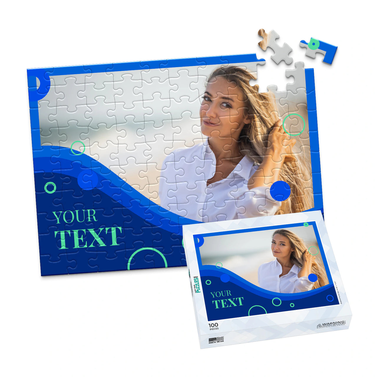 Text Ocean Wave Photo Puzzle - 100 piece and box