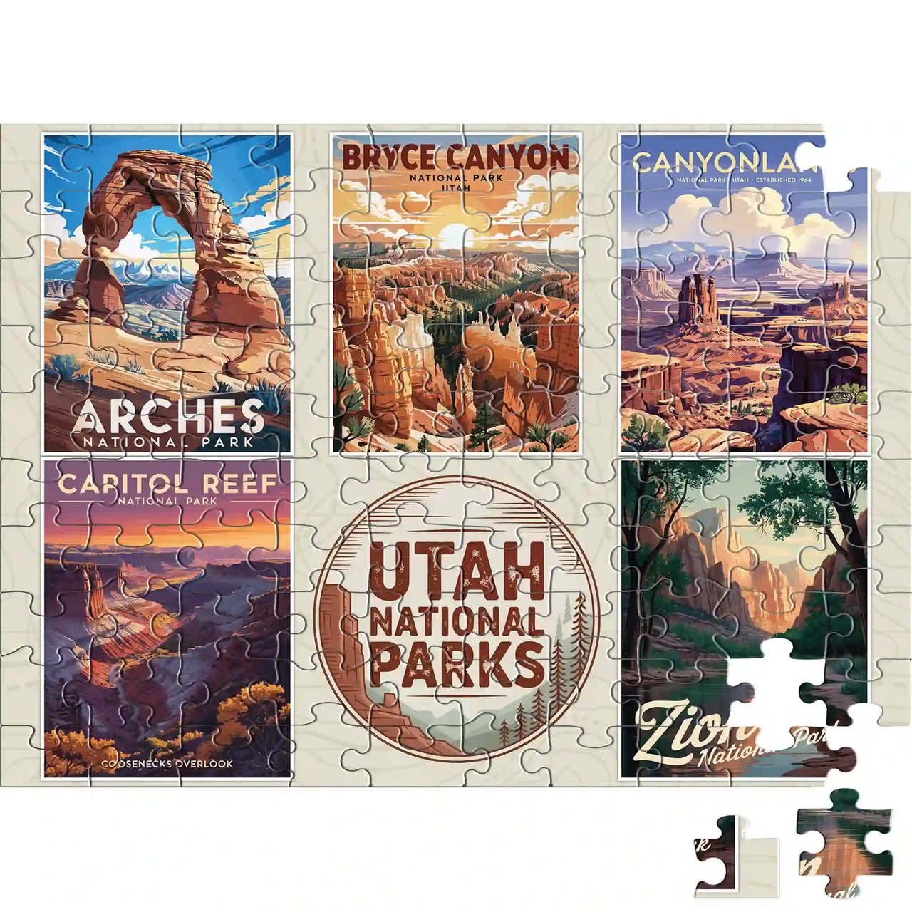 Utah National Parks Collage Puzzle 100 pieces by MakeYourPuzzles | Collage Puzzle of all 5 National Parks in Utah 