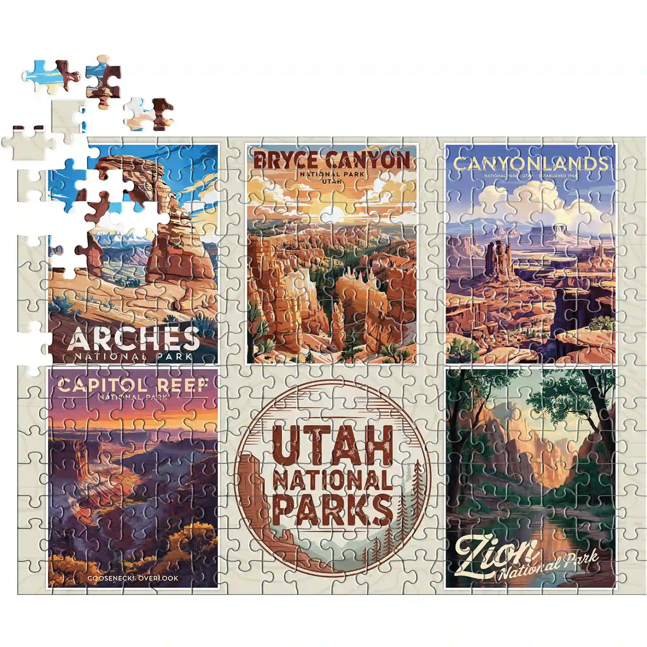 Utah National Parks Collage Puzzle 252 pieces by MakeYourPuzzles | Collage Puzzle of all 5 National Parks in Utah 
