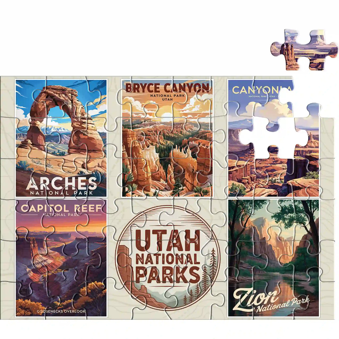 Utah National Parks Collage Puzzle 48 pieces by MakeYourPuzzles | Collage Puzzle of all 5 National Parks in Utah 