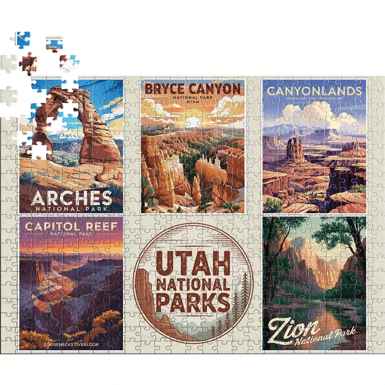 Utah National Parks Collage Puzzle 500 pieces by MakeYourPuzzles | Collage Puzzle of all 5 National Parks in Utah 