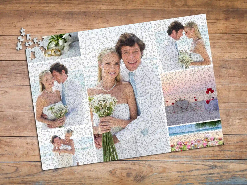 Collage photo puzzle showcasing multiple family memories combined into one beautiful puzzle