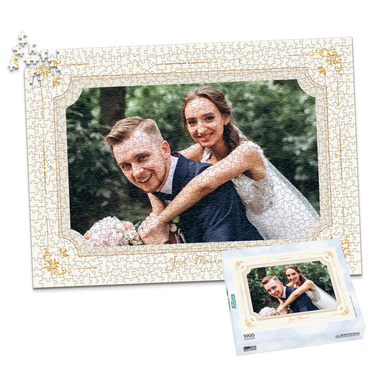 Wedding Gold Elegant Photo Puzzle - 100 piece and box