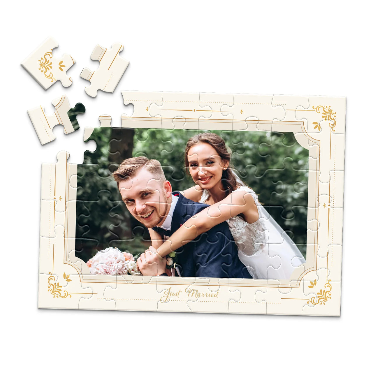 Wedding Gold Elegant Photo Puzzle - 100 piece and box