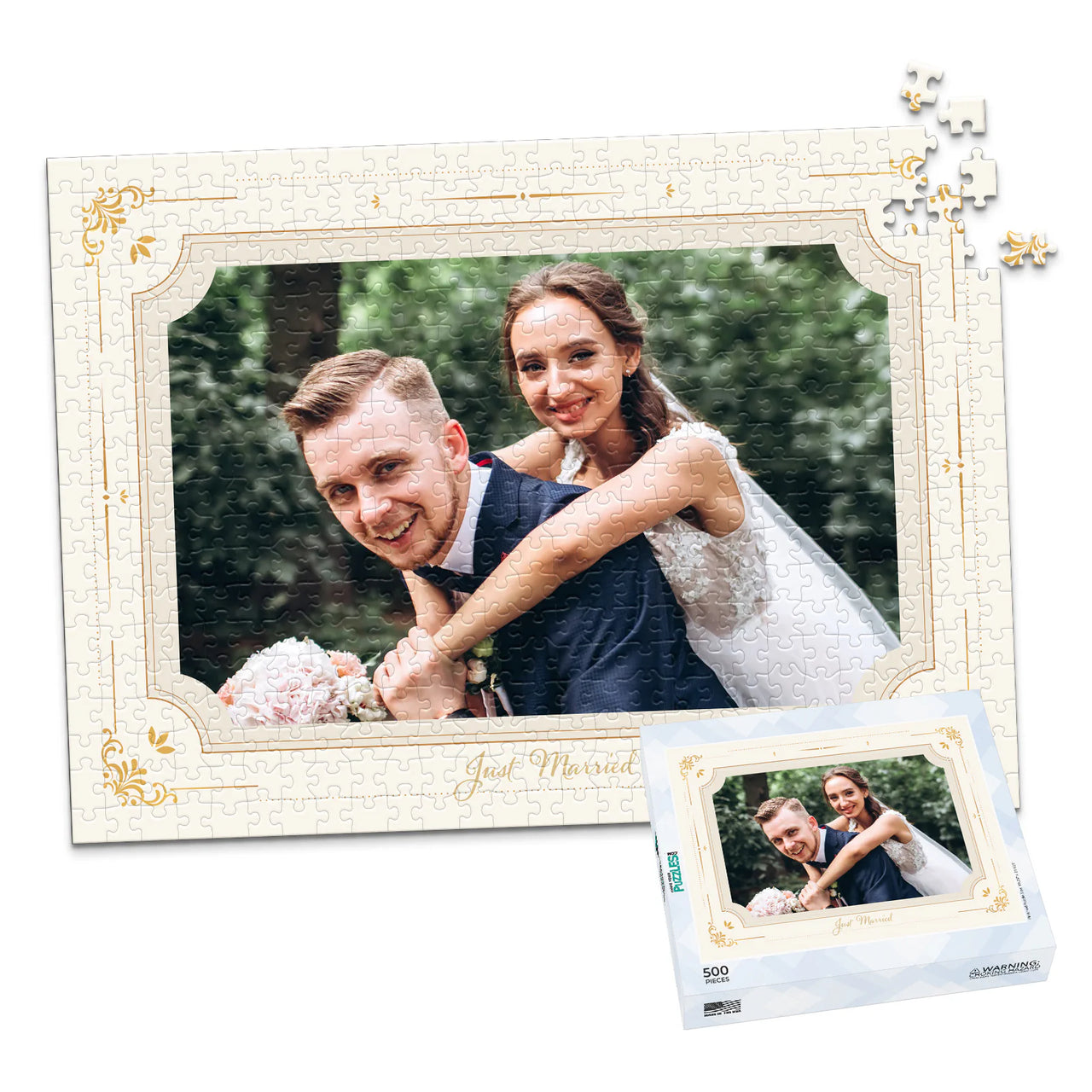 Wedding Gold Elegant Photo Puzzle - 500 piece and box