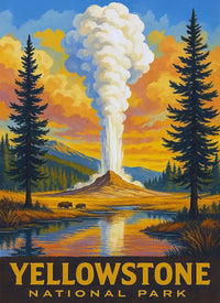 Thumbnail for Yellowstone National Park Puzzle Geyser WPA Style by MakeYourPuzzles