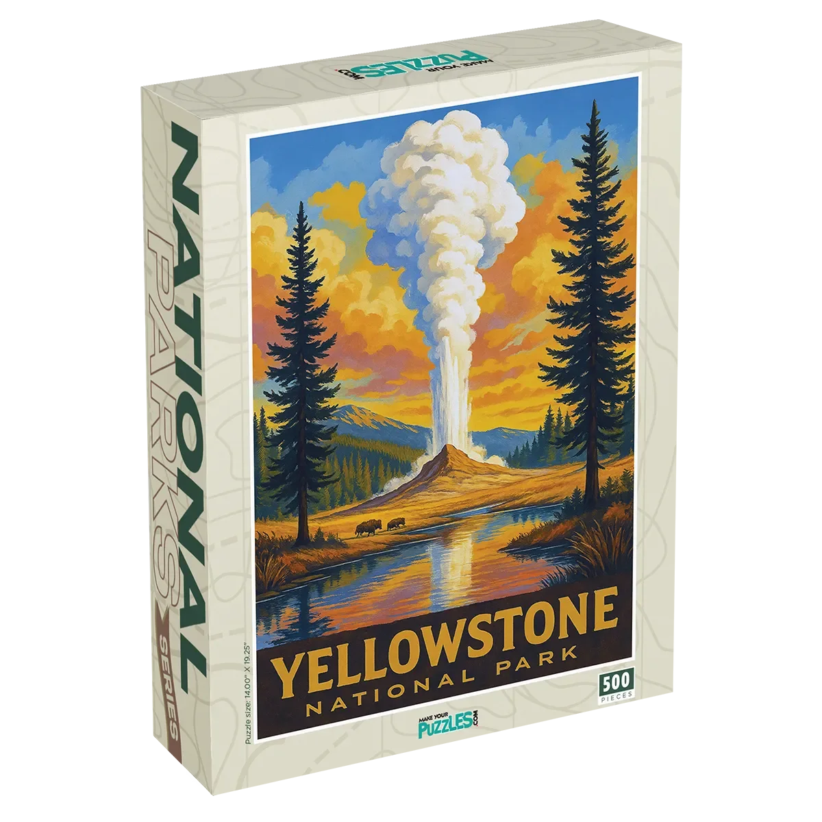 Yellowstone National Park Geyser 500 piece puzzle box by MakeYourPuzzles