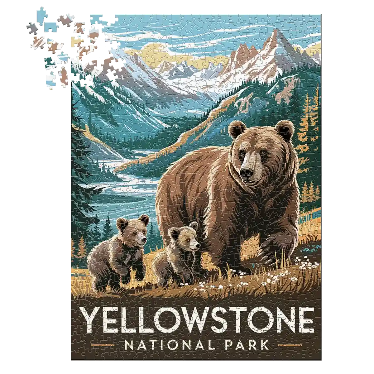 Yellowstone National Park Grizzly Family 1000 piece puzzle by MakeYourPuzzles