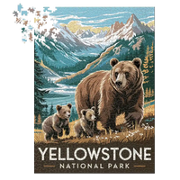 Thumbnail for Yellowstone National Park Grizzly Family 1000 piece puzzle by MakeYourPuzzles