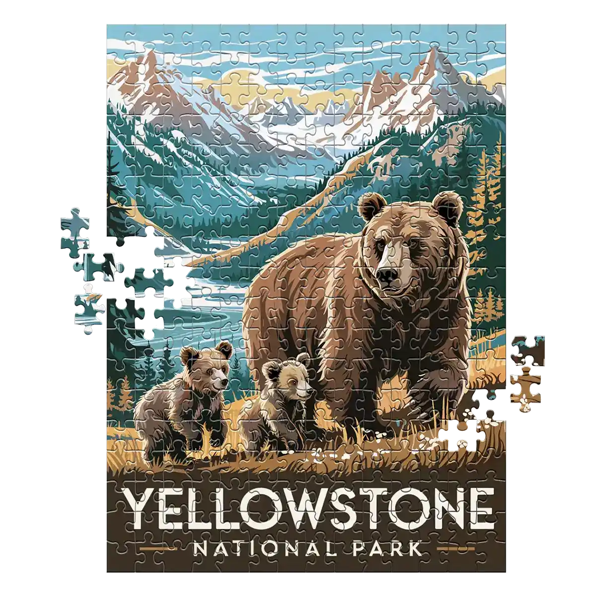 Yellowstone National Park Grizzly Family 252 piece puzzle by MakeYourPuzzles