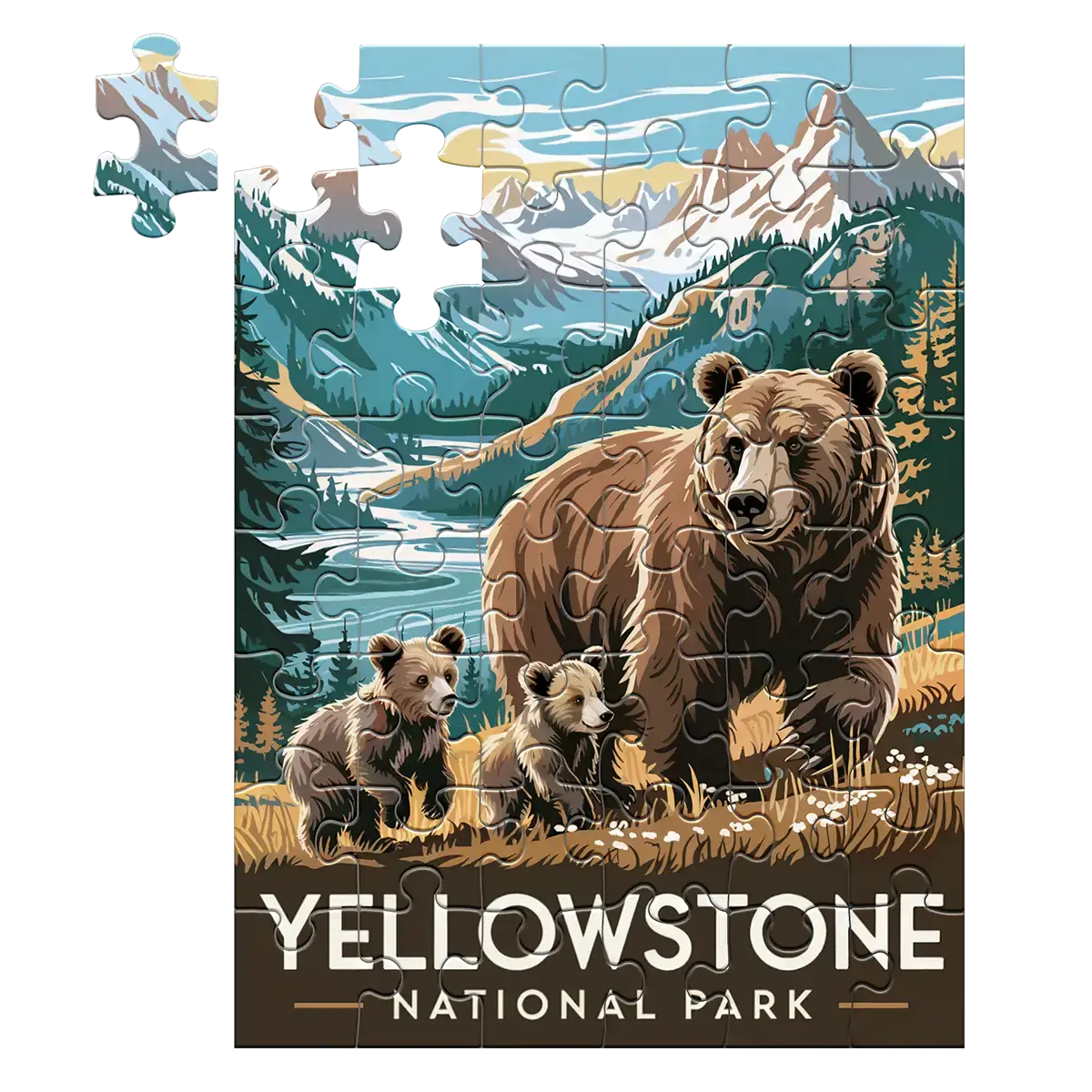 Yellowstone National Park Grizzly Family 48 piece puzzle by MakeYourPuzzles