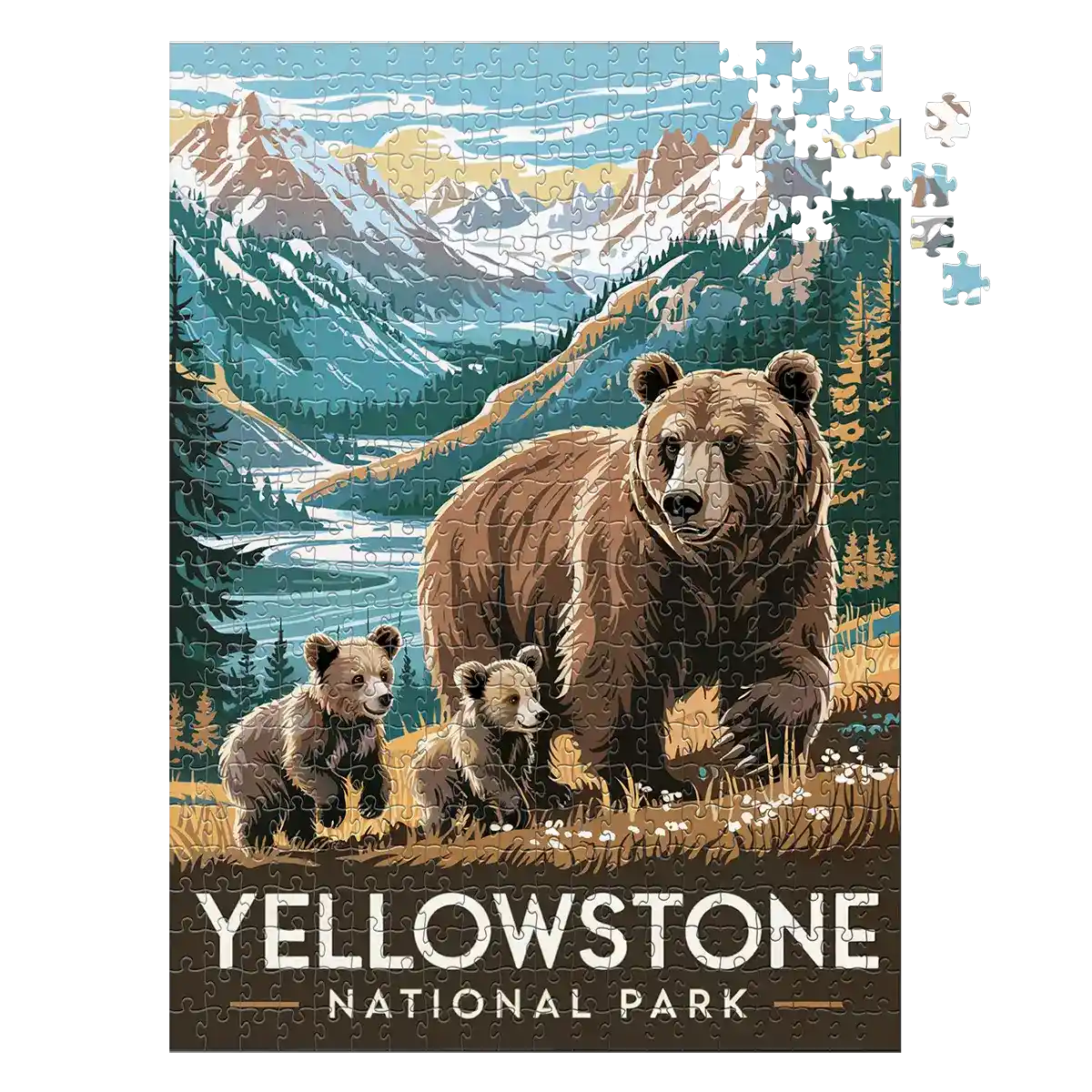 Yellowstone National Park Grizzly Family 500 piece puzzle by MakeYourPuzzles