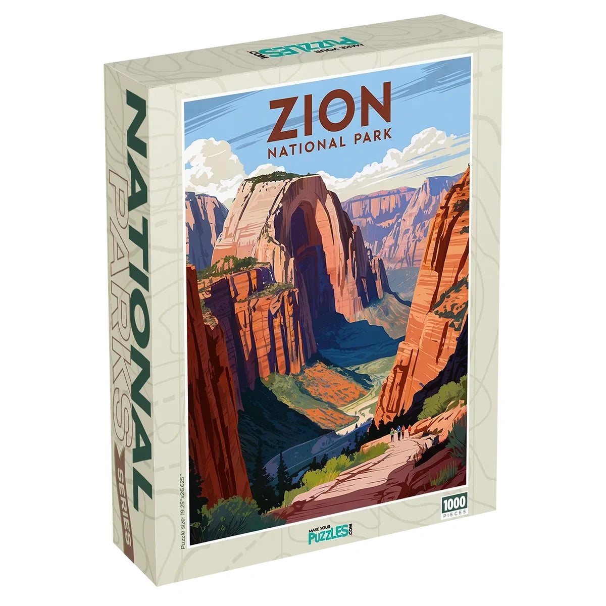 Zion National Park Angels Landing 1000 piece jigsaw puzzle box by MakeYourPuzzles | Made in the USA