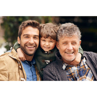 Personalized Dad Puzzle showing 3 generation portrait of Grandfather, Dad and son.