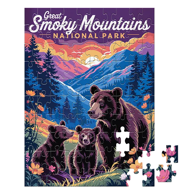 Great Smoky Mountains National Park Bear Family 100 piece puzzle by MakeYourPuzzles