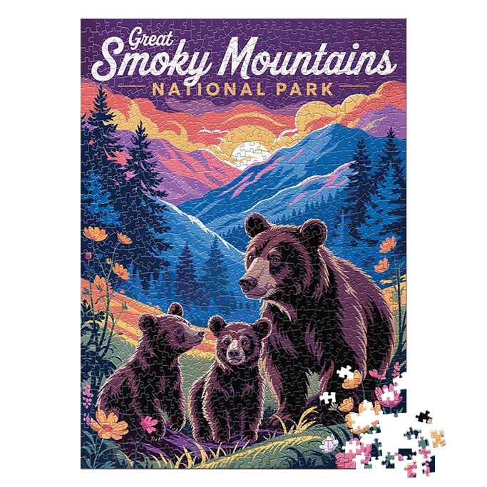 Great Smoky Mountains National Park Bear Family 1000 piece puzzle by MakeYourPuzzles
