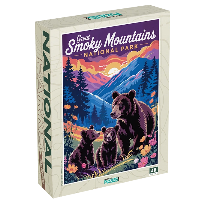 Great Smoky Mountains National Park Bear Family 48 piece puzzle box by MakeYourPuzzles