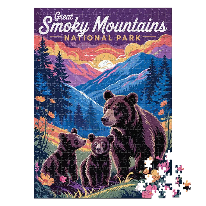Great Smoky Mountains National Park Bear Family 500 piece puzzle by MakeYourPuzzles