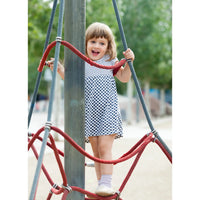Personalized Puzzle for Kids showing a young girl with blonde hair smiling while climbing a playground rope structure.