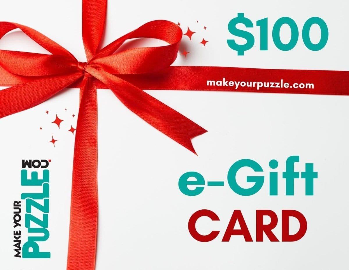 MakeYourPuzzles Gift Cards $100.00 Digitial Gift Cards for Custom Photo Puzzles